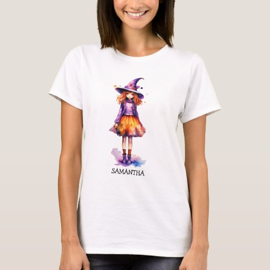 Pastel Schattigee heks meisje - Halloween esthetie T-shirt (Voorkant)