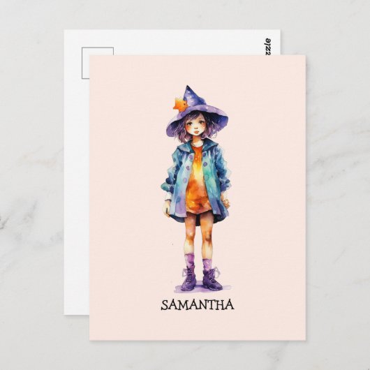 Pastel Schattigee heks meisje Halloween esthetiek Briefkaart (Voorkant / Achterkant)