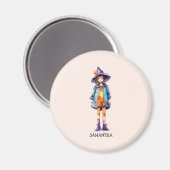 Pastel Schattigee heks meisje Halloween esthetiek Magneet (Voorkant / Achterkant)