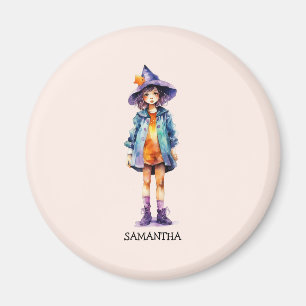 Pastel Schattigee heks meisje Halloween esthetiek Magneet