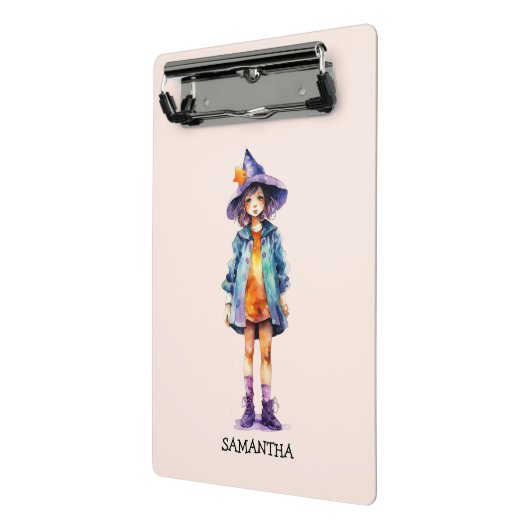 Pastel Schattigee heks meisje Halloween esthetiek Mini Klembord (Angled2)