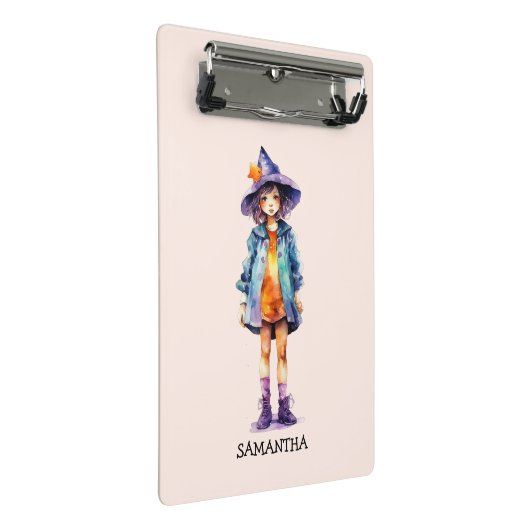 Pastel Schattigee heks meisje Halloween esthetiek Mini Klembord (Schuin)