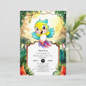 Pastel Schattigee papegaai Verjaardag Kaart (Staand voorkant)