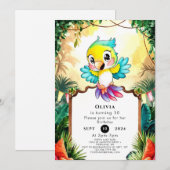 Pastel Schattigee papegaai Verjaardag Kaart (Voorkant / Achterkant)