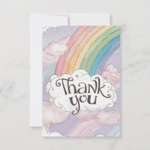 Pastel Schattigee regenboog en wolken Bedankkaart