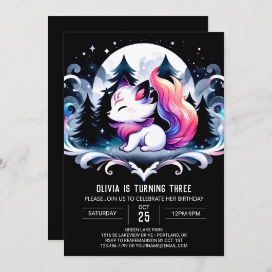 Pastel Schattigee Wolf Verjaardag Kaart (Voorkant / Achterkant)