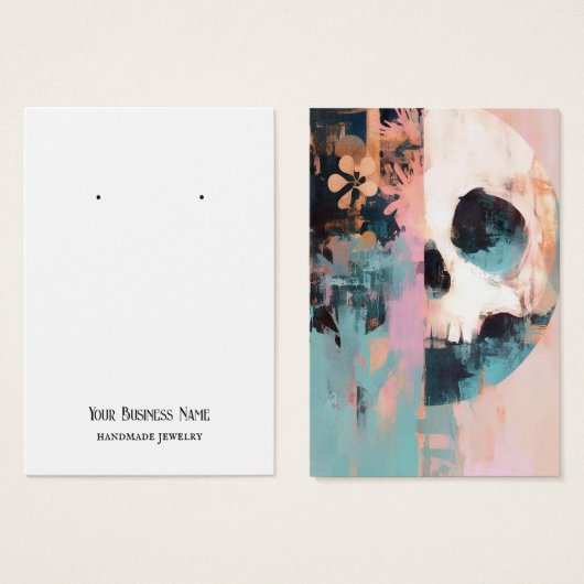 Pastel schedel oorbel display Kaart (Voorkant /achterkant)