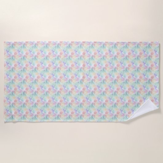 Pastel schelp en oceaan thema strandlaken (Voorkant)