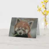 Pastel schilderij van een rode panda - Verjaardag  Kaart (Gele Bloem)