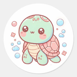 Pastel Schildpad Ontwerp, Mooie Zachte Kleur Schil Ronde Sticker