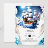 Pastel Schip Ahoy Piraat Verjaardag Kaart (Voorkant / Achterkant)