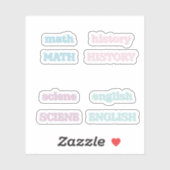 Pastel School Subjects Sticker (Vel)