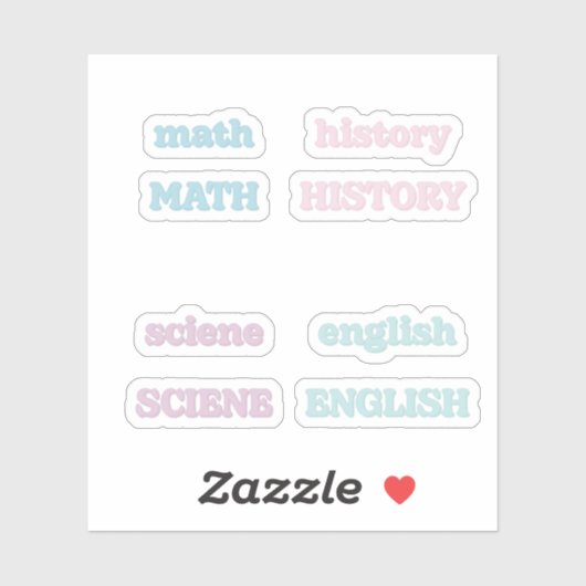 Pastel School Subjects Sticker (Vel)