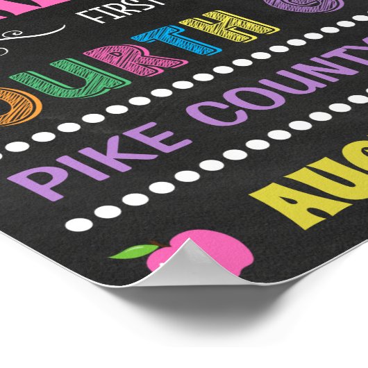 Pastel schoolbord eerste dag vierde klas bord poster (Hoek)