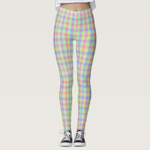 Pastel Schots Geel Blauw Roze Groen Paars Leggings