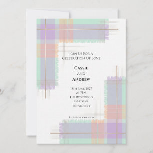 Pastel Schotse Tartan Trouwuitnodiging Kaart