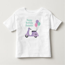 Pastel Scooter & Balloons Gepersonaliseerd T-shirt
