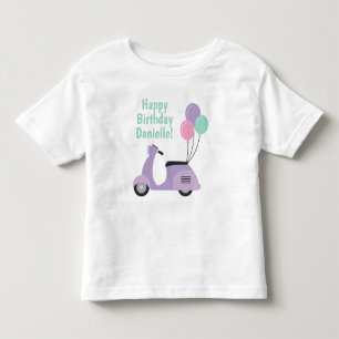 Pastel Scooter & Balloons Gepersonaliseerd T-shirt