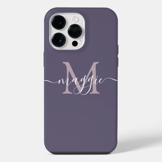 Pastel Script Monogram Hoesje-Mate iPhone 14 Pro M Hoesje (Achterkant)