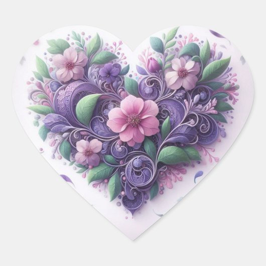 Pastel Scrollend Hart Sticker (Voorkant)