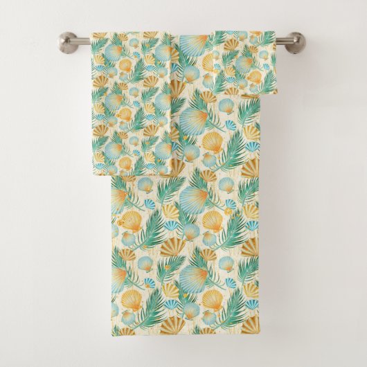 Pastel Sea Shells Bath Towel Set Bad Handdoek (Insitu)