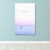 Pastel Seascape met een zeilboot Canvas Afdruk (Insitu (Houten vloer))