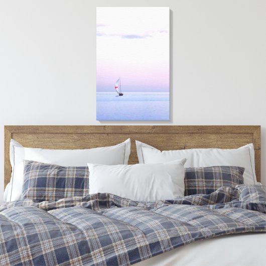 Pastel Seascape met een zeilboot Canvas Afdruk (Insitu (Slaapkamer))