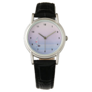 Pastel Seascape met een zeilboot Horloge