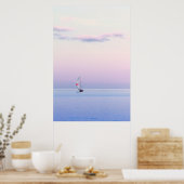 Pastel Seascape met een zeilboot Poster (Keuken)