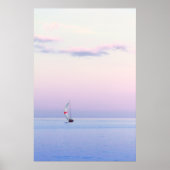 Pastel Seascape met een zeilboot Poster (Voorkant)