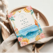 Pastel Seashell Coastal Waters Wedding Save The Date