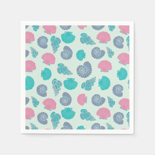 Pastel Seashell Patroon Servet (Voorkant)