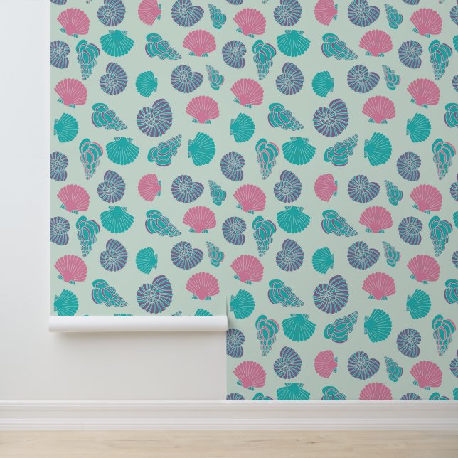 Pastel Seashell Pattern 1 Behang (Applicatie)