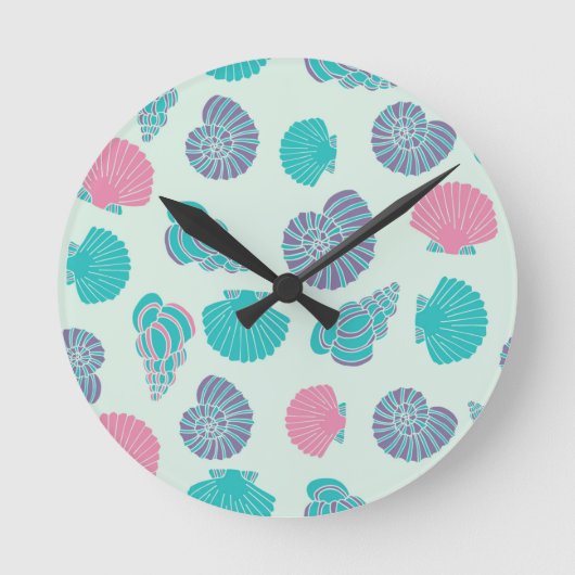 Pastel Seashell Pattern 1 Ronde Klok (Voorkant)