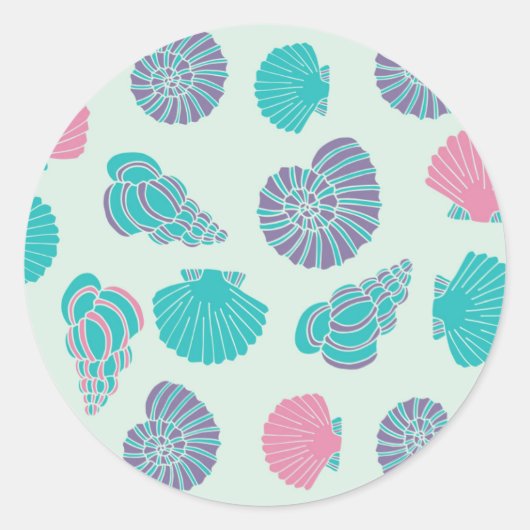 Pastel Seashell Pattern 1 Ronde Sticker (Voorkant)