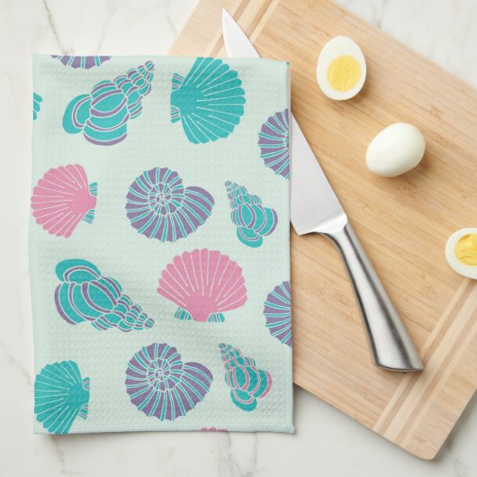Pastel Seashell Pattern 1 Theedoek (Quarter Fold)