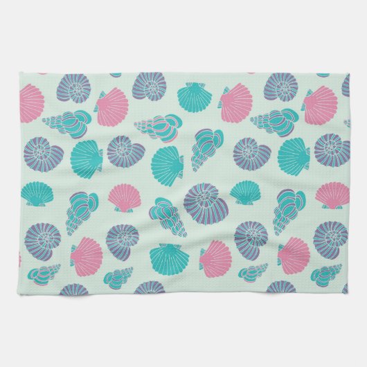 Pastel Seashell Pattern 1 Theedoek (Horizontaal)