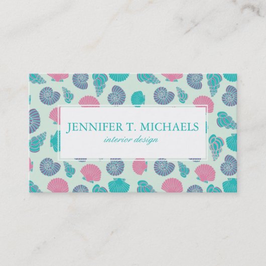 Pastel Seashell Pattern 1 Visitekaartje (Voorkant)