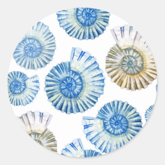 Pastel Seashell Pattern 2 Ronde Sticker (Voorkant)