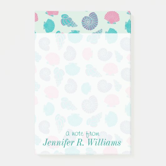 Pastel Seashell Pattern | Jouw namen toevoegen Post-it® Notes (Voorkant)