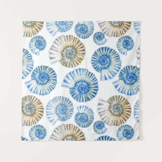 Pastel Seashell Pattern Wandkleed (Voorkant)