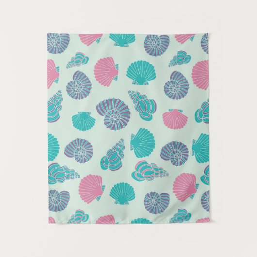 Pastel Seashell Pattern Wandkleed (Voorkant)