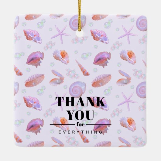 Pastel Seashell Pattern with Custom Text Keramisch Ornament (Achterkant)