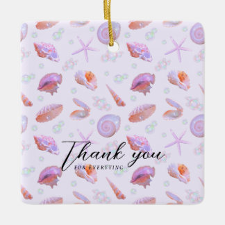 Pastel Seashell Pattern with Custom Text Keramisch Ornament