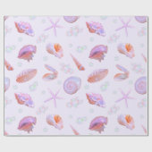 Pastel Seashell & Pearl Ocean Pattern Gift Wrap Cadeaupapier (Vlak)