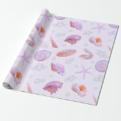 Pastel Seashell & Pearl Ocean Pattern Gift Wrap Cadeaupapier (Uitgerold)