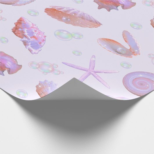 Pastel Seashell & Pearl Ocean Pattern Gift Wrap Cadeaupapier (Hoek)