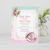 Pastel Seaside Meisje's Baby shower Kustthema Kaart (Staand voorkant)