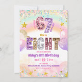 Pastel Sequin Glitter 67 Girl 8th Birthday Kaart (Voorkant)