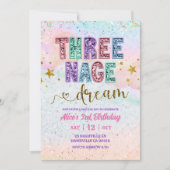 Pastel Sequin Glitter Threenage Dream Birthday Kaart (Voorkant)